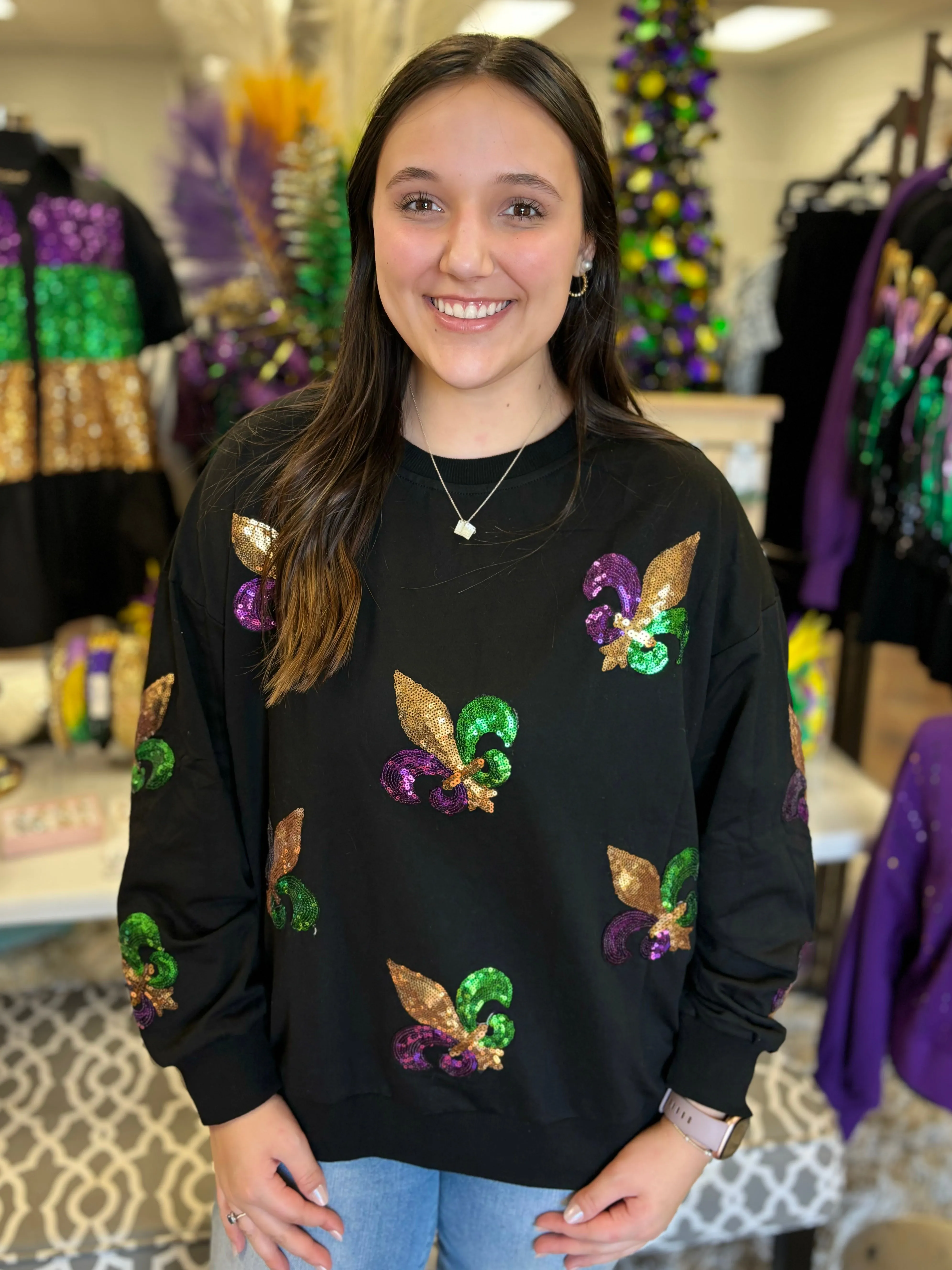 Fleur De Lis Sequins Sweater