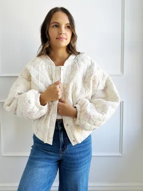 Floral Quilted Bomber Jacket