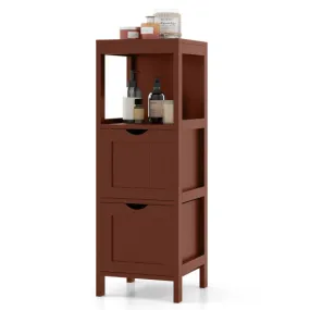 Freestanding Storage Cabinet with 2 Removable Drawers for Bathroom-Brown