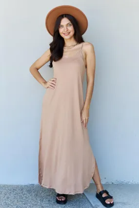 Full Size Cami Side Slit Maxi Dress in Camel