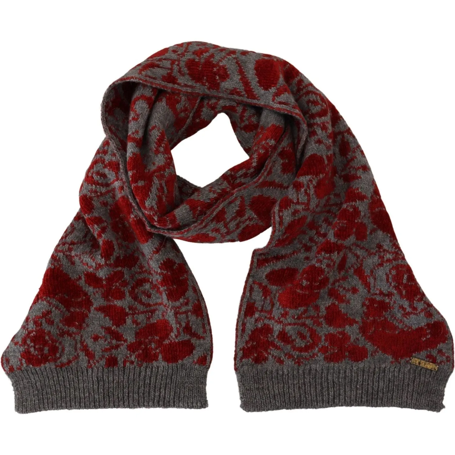 GF Ferre Chic Red and Grey Cotton Wrap Scarf