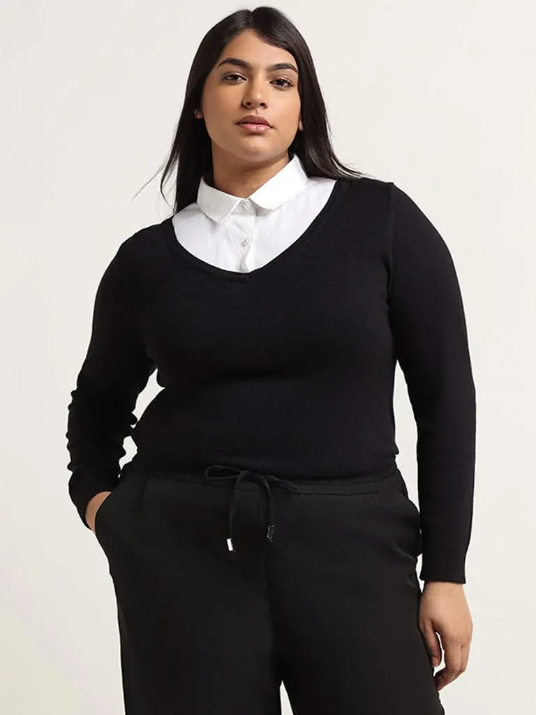 Gia Black Ribbed Sweater