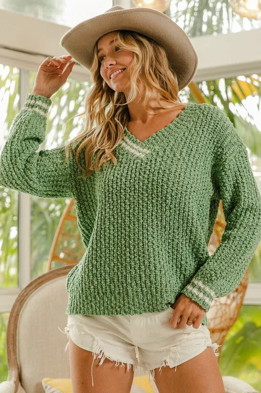 Give A Hand Sage Popcorn Sweater