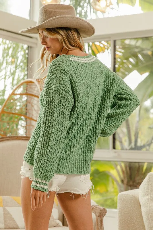 Give A Hand Sage Popcorn Sweater