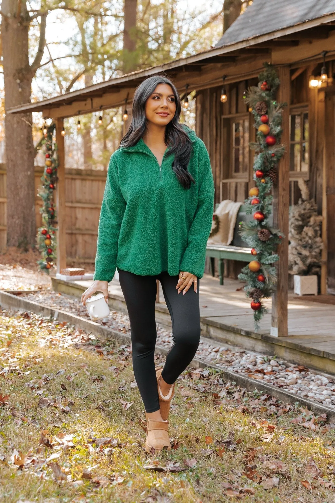 Green Sherpa Zip Up Jacket