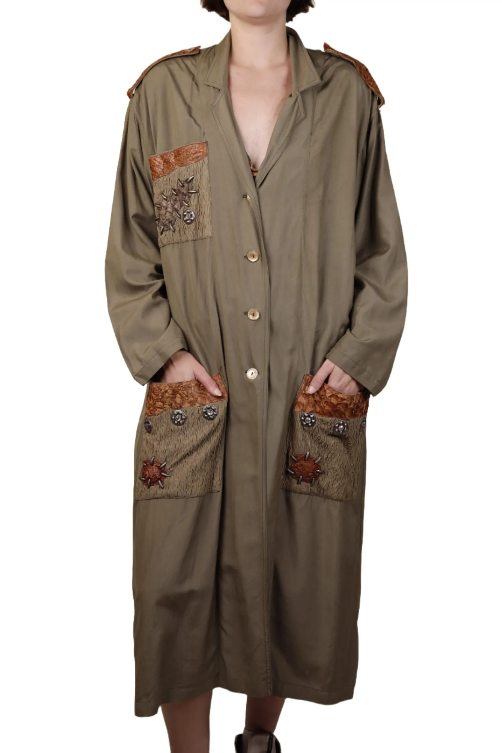 Green Silk Trenchcoat 1980s