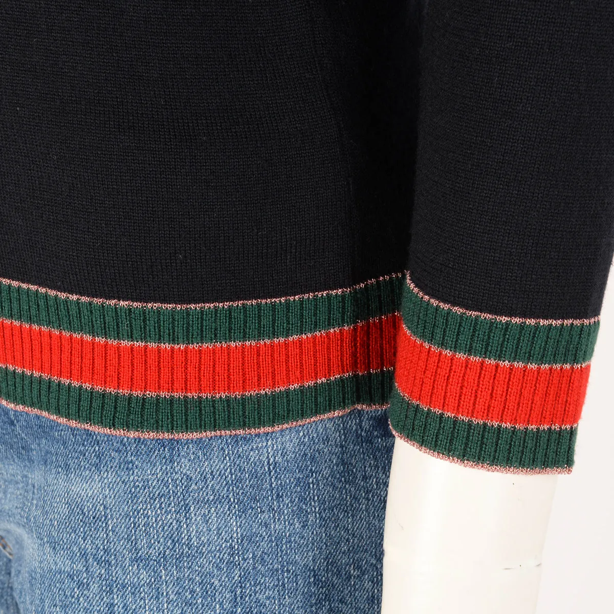 Gucci Navy Wool Web Detail Sweater S