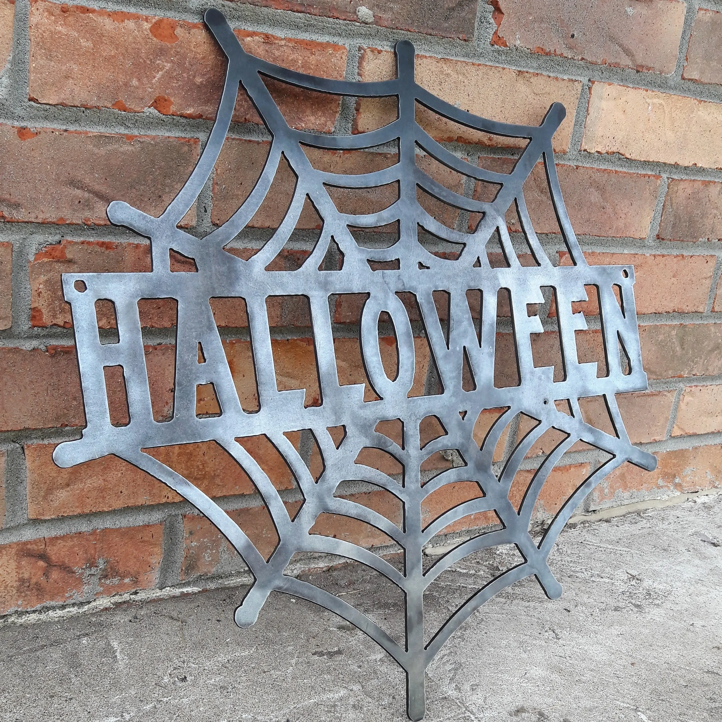 HALLOWEEN Spider Web - Halloween Decorations, Door Hanger, Wall Decor - Custom Metal Sign