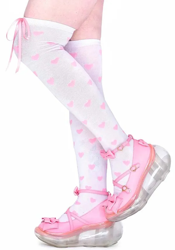 Heavenly Heart [White/Pink] | OVER KNEE SOCKS