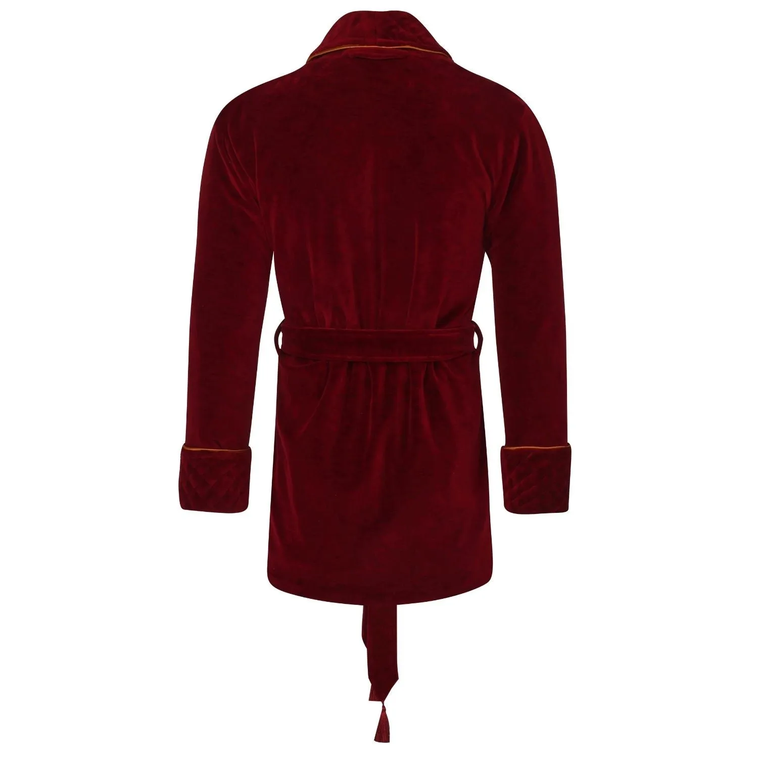 Howard Cotton Short Velvet Smoking Jacket in Burgundy