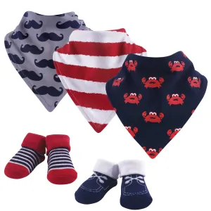 Hudson Baby Cotton Bib and Sock Set, Crab