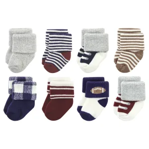 Hudson Baby Cotton Rich Newborn and Terry Socks, Football