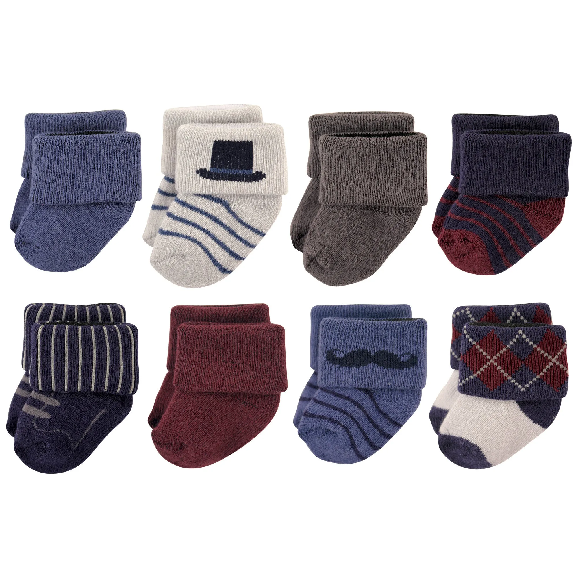 Hudson Baby Cotton Rich Newborn and Terry Socks, Gentleman