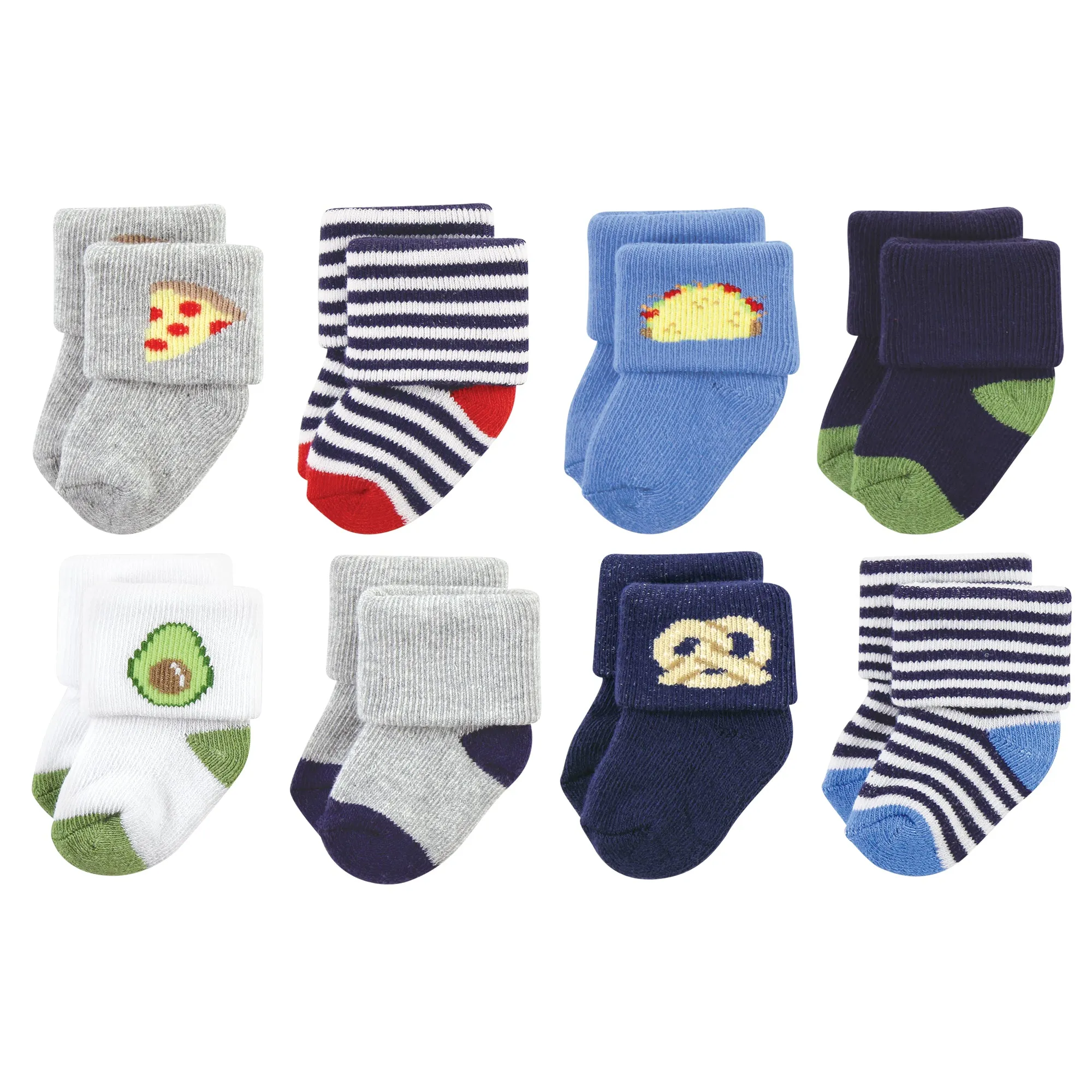 Hudson Baby Cotton Rich Newborn and Terry Socks, Snacks