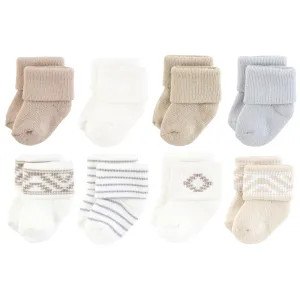 Hudson Baby Cotton Rich Newborn and Terry Socks, Tribal Cream