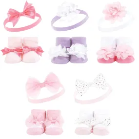 Hudson Baby Headband and Socks Giftset, Pink Lilac