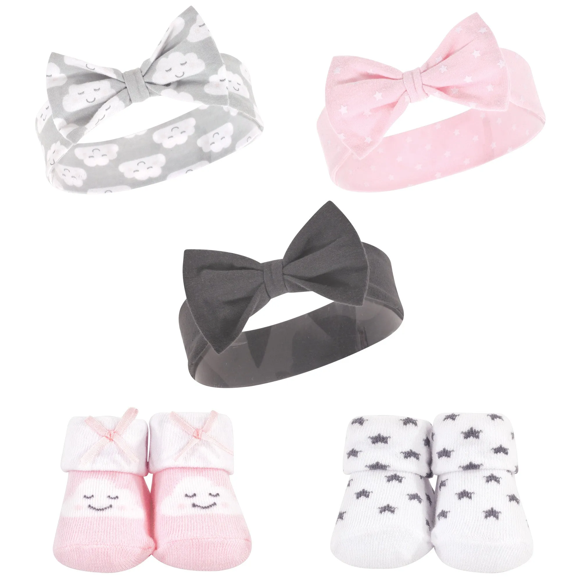 Hudson Baby Headband and Socks Set, Cloud