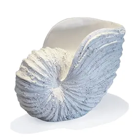 Huey House Nautilus Shell Sculpture - Replica Beach Themed Ocean Decor for Home - Rustic White Resin 10¼" x 6" x 8" Crafted Coastal Seashell Shelf Decor Gift-Boxed