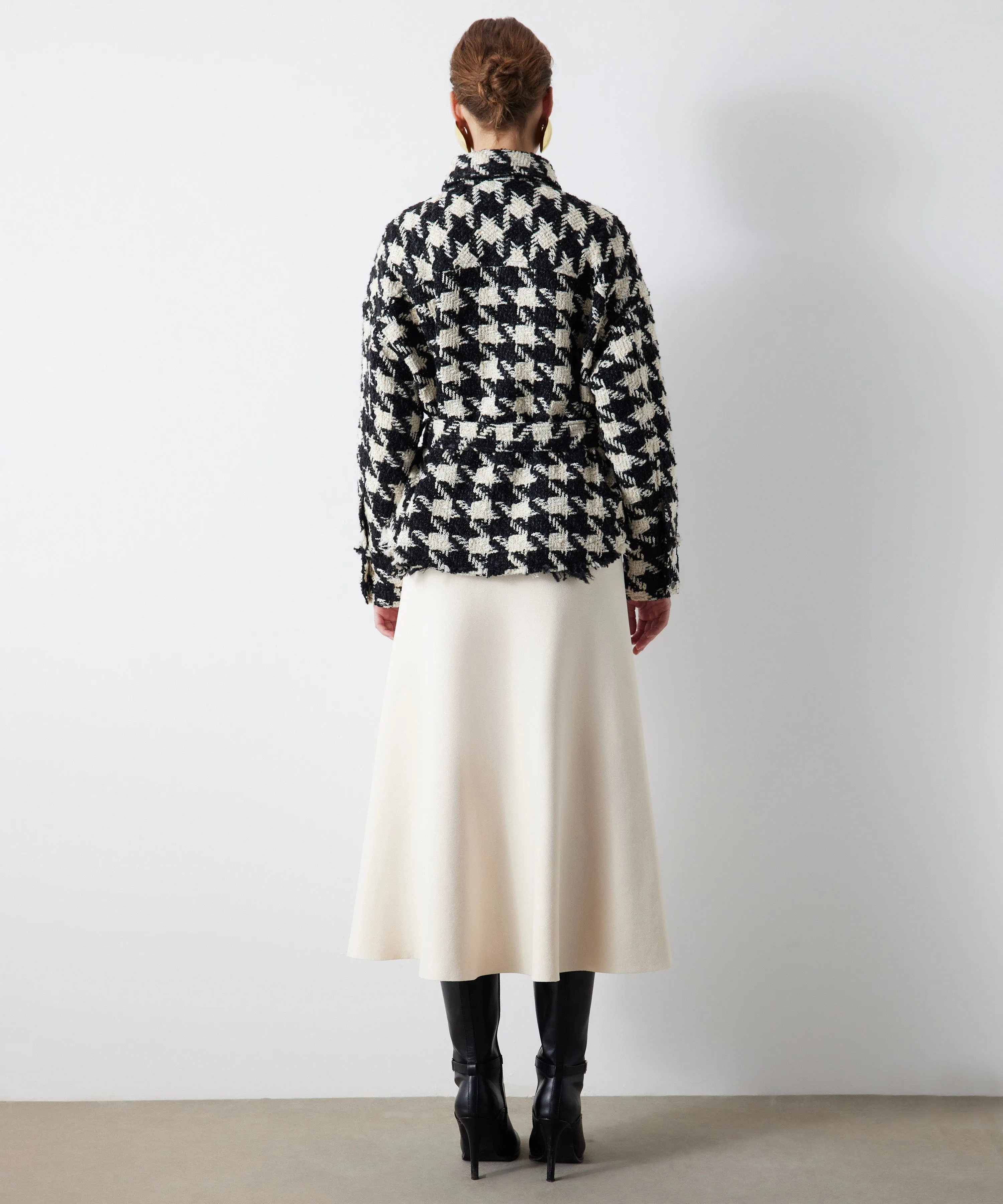 Ipekyol Hounds Tooth Pattern Coat White