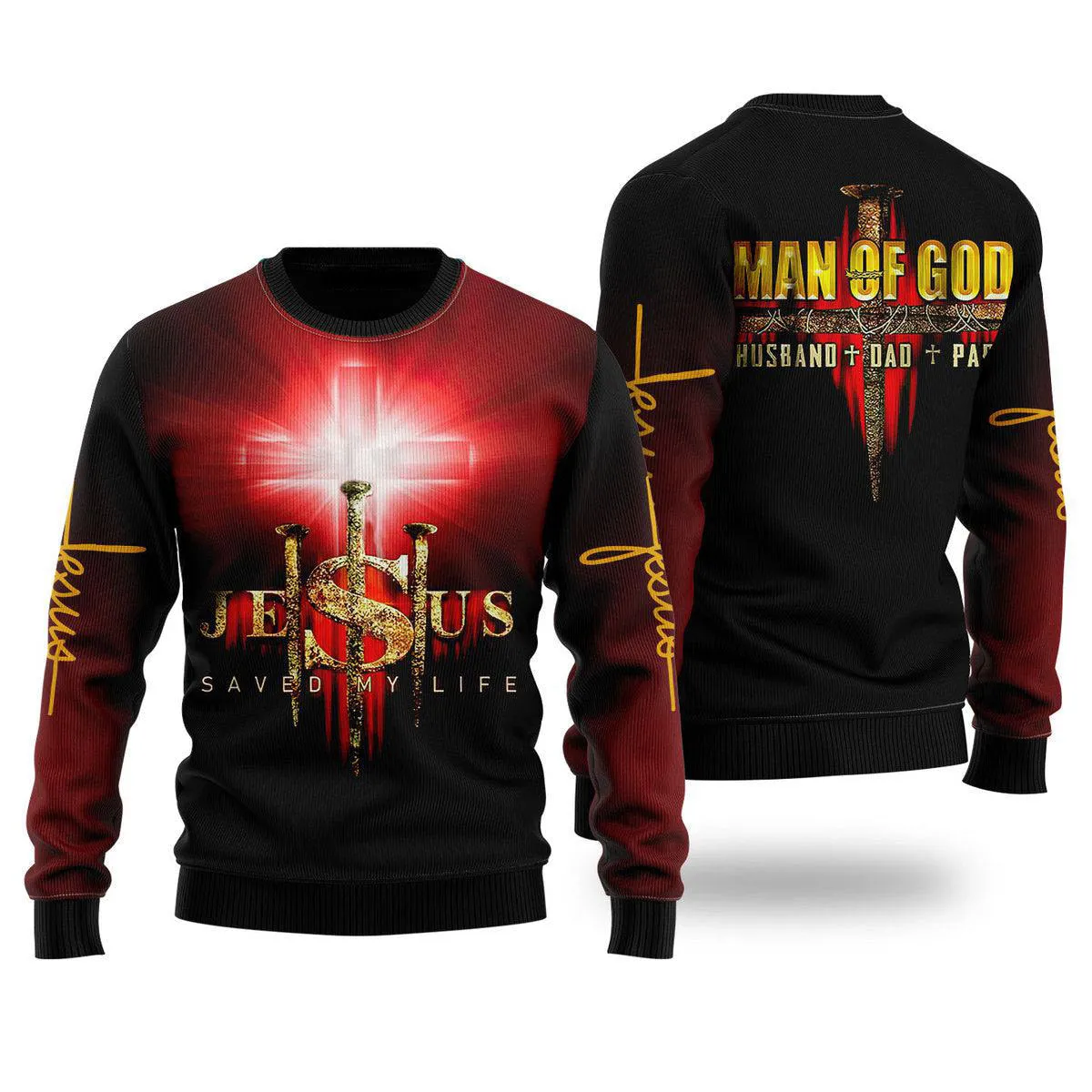 Jesus Man Of God Ugly Christmas Sweater For Men & Women - Jesus Christ Sweater - Christian Shirts Gifts Idea