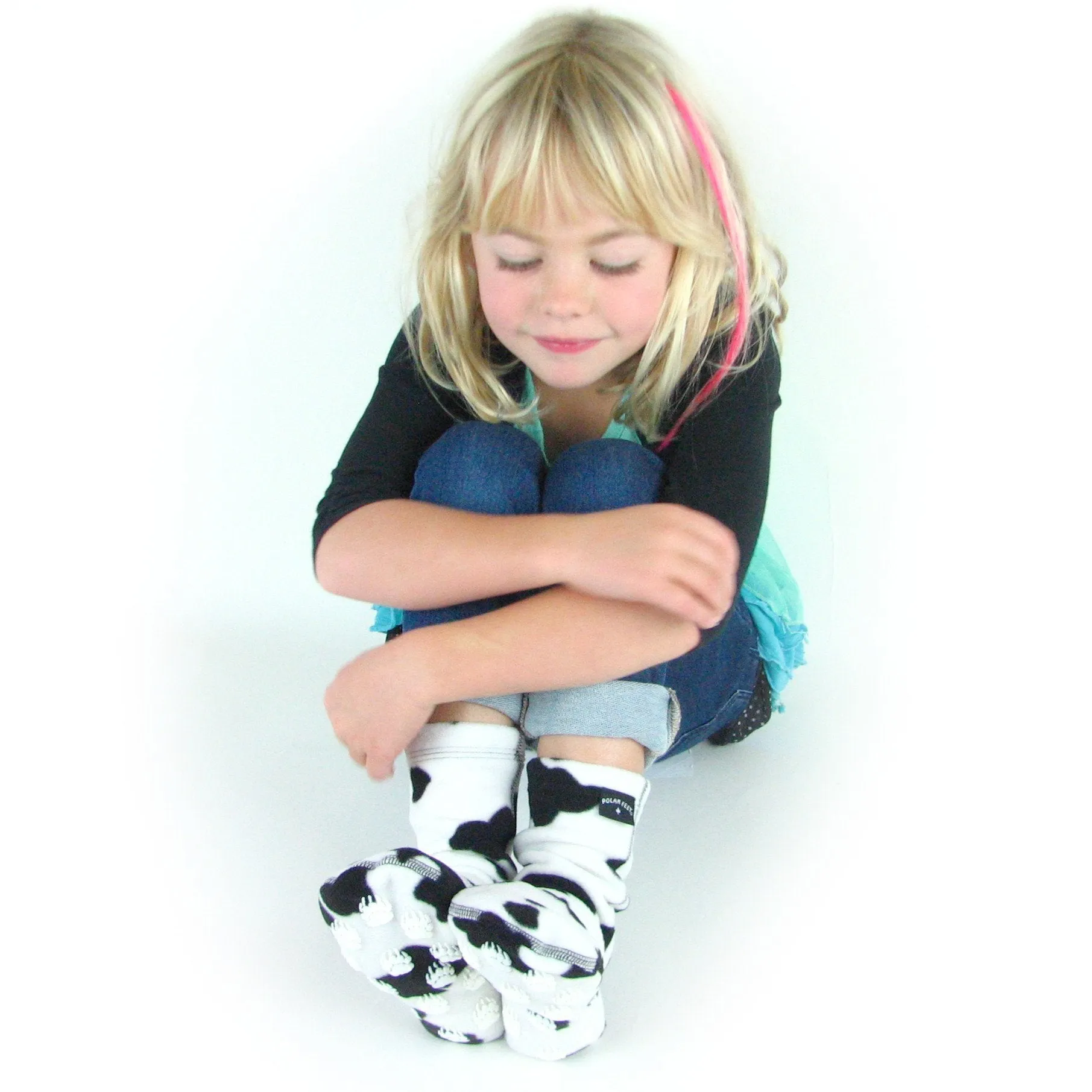 Kids' Nonskid Fleece Socks - Cow