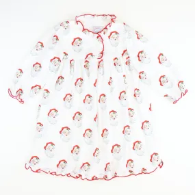 Knit Nightgown - Holly Jolly Santa White