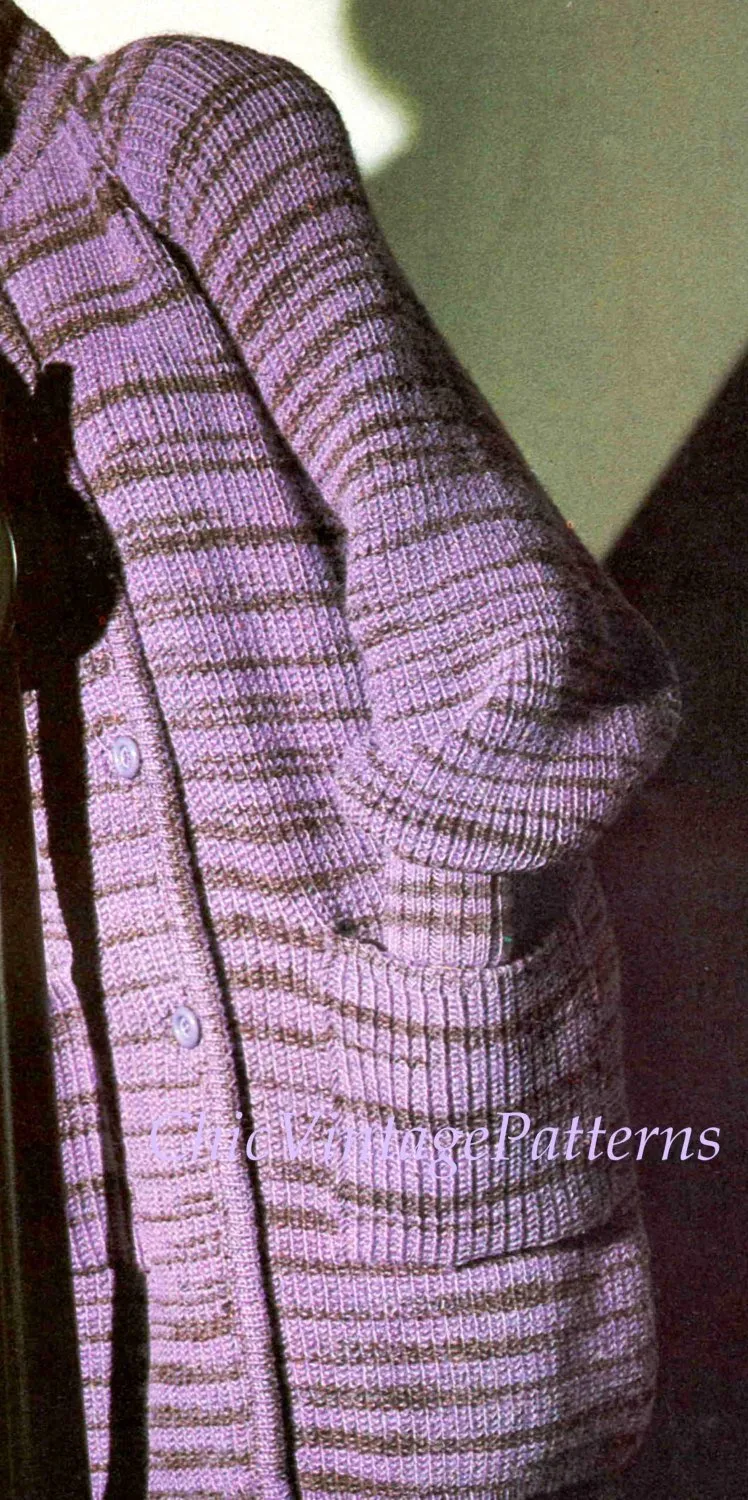 Knitted Coat Pattern, Ladies Long Line Jacket, Instant Download Pattern