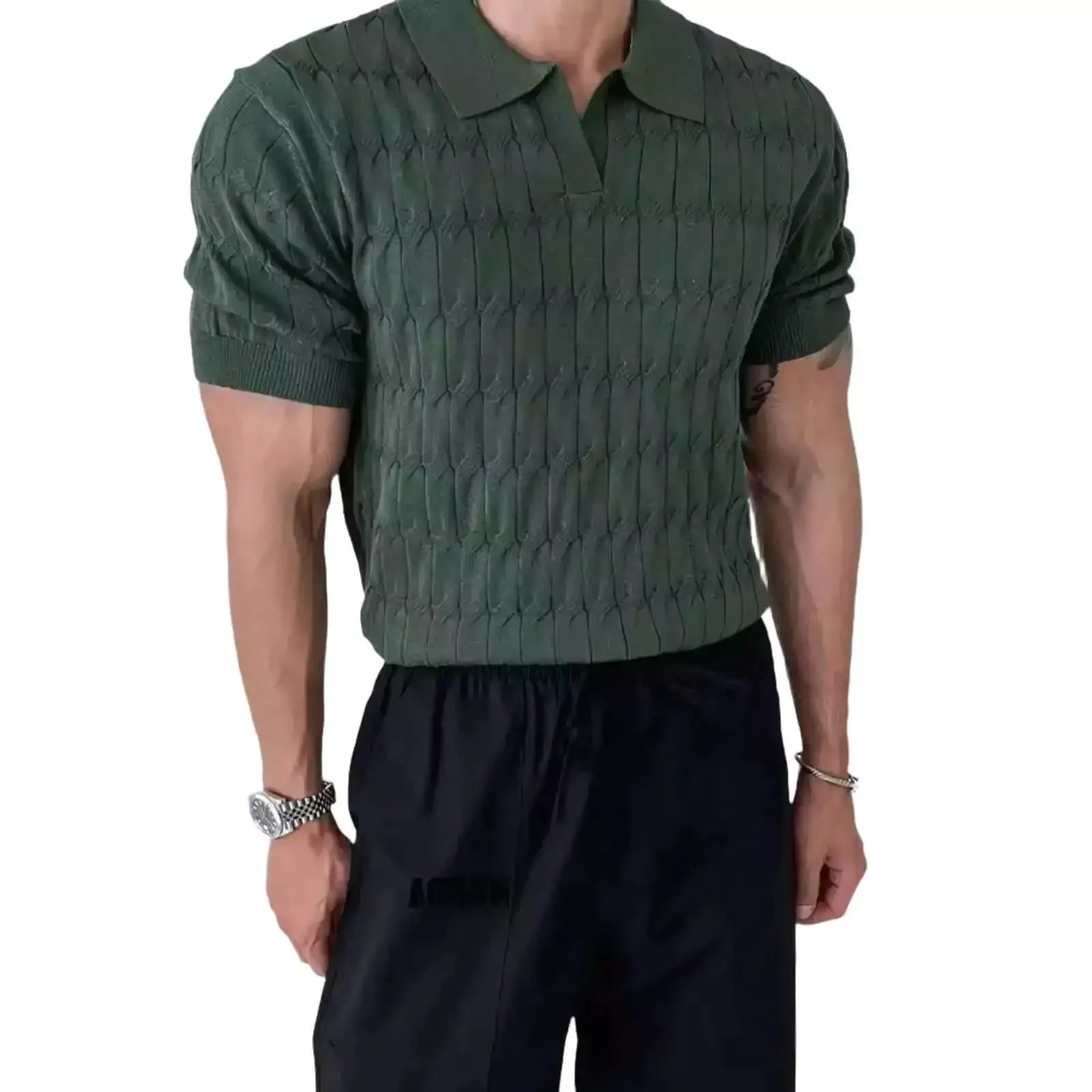 Knitted Jacquard Polo Shirt