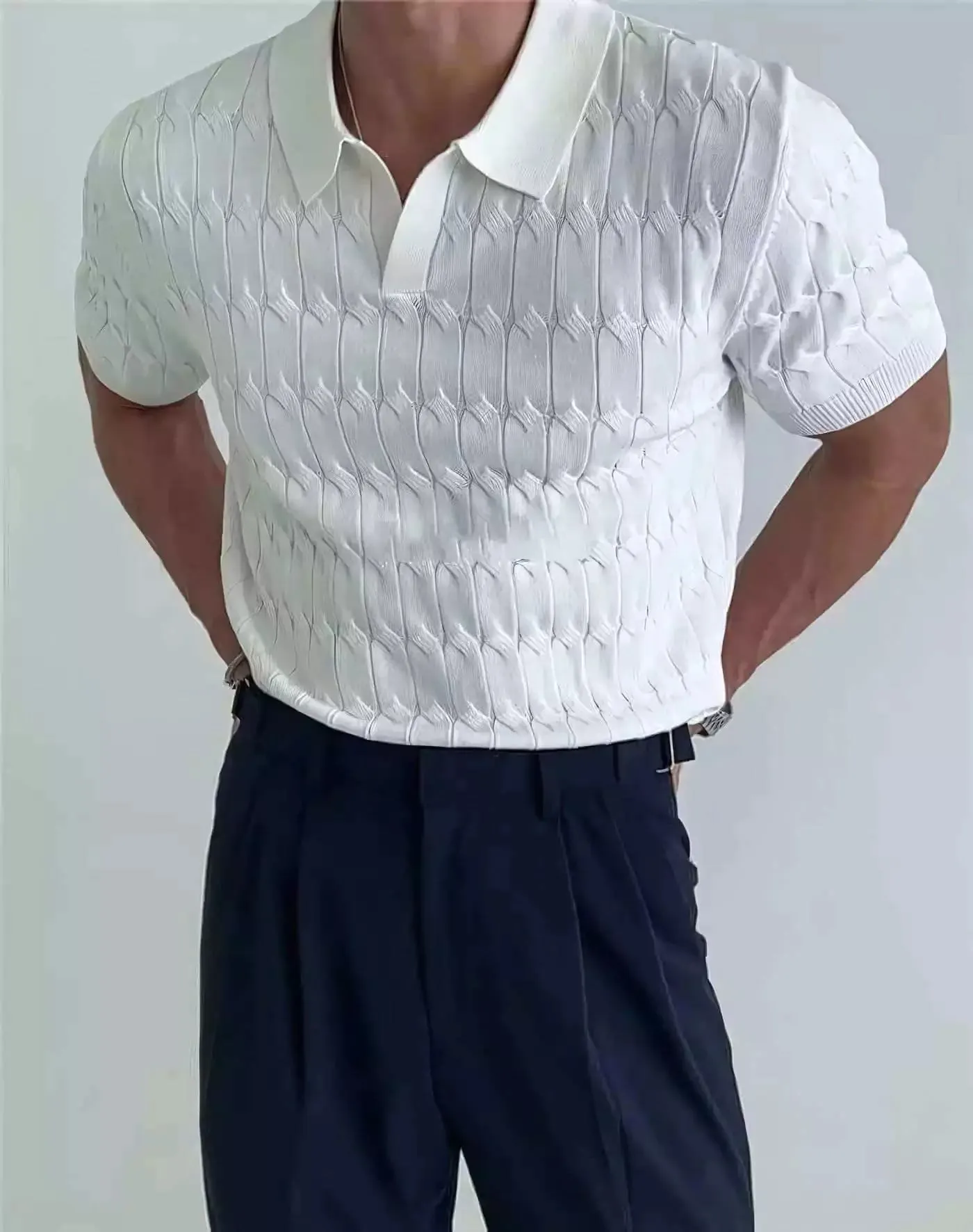 Knitted Jacquard Polo Shirt