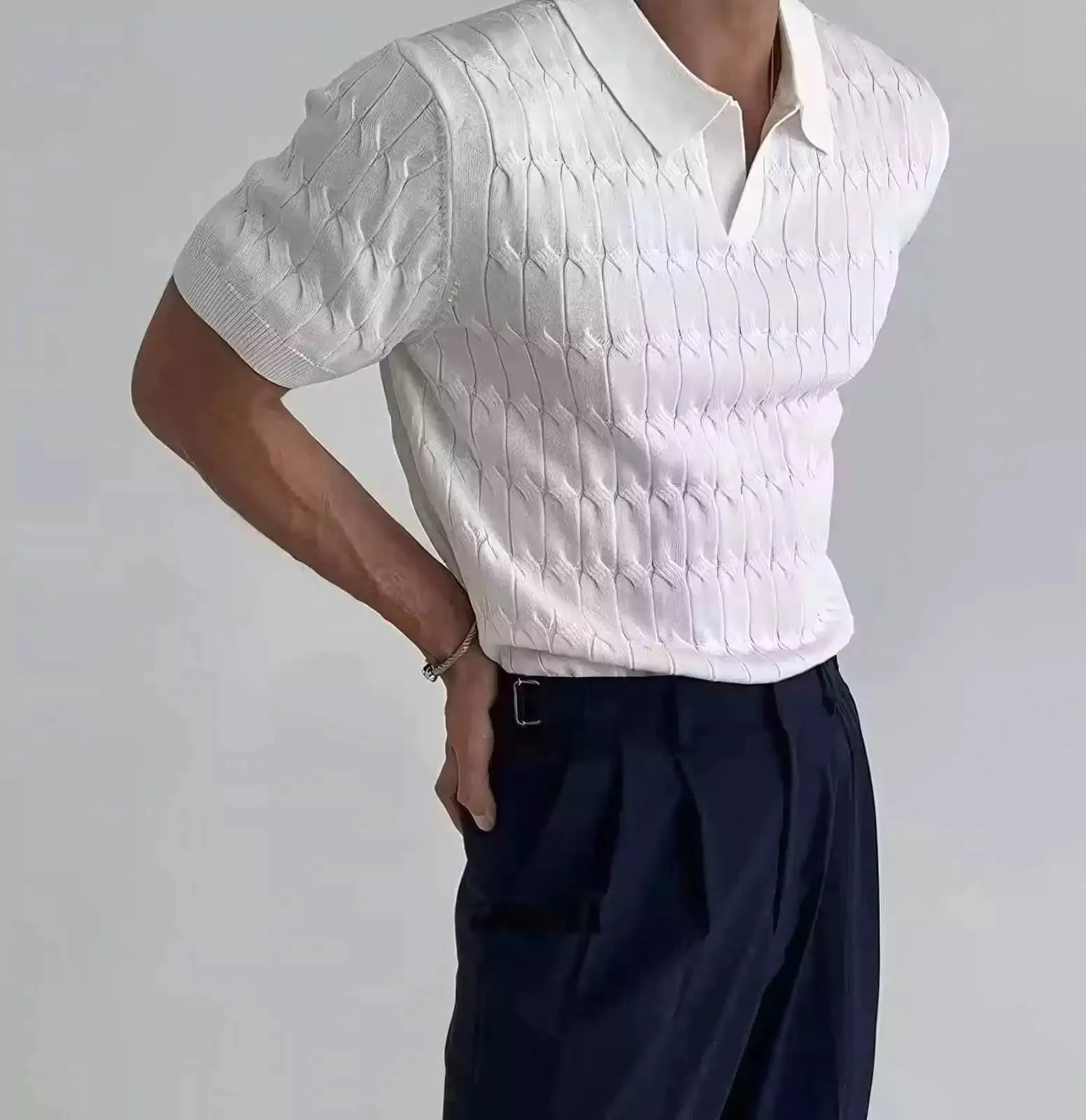 Knitted Jacquard Polo Shirt