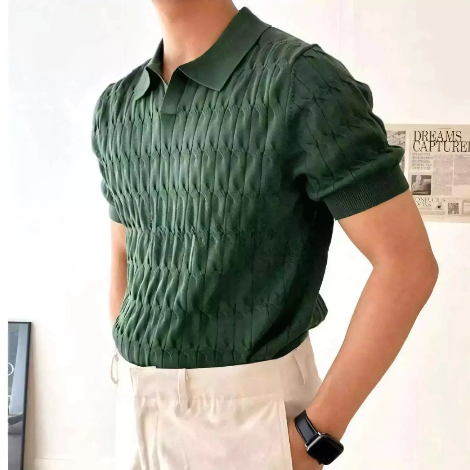 Knitted Jacquard Polo Shirt