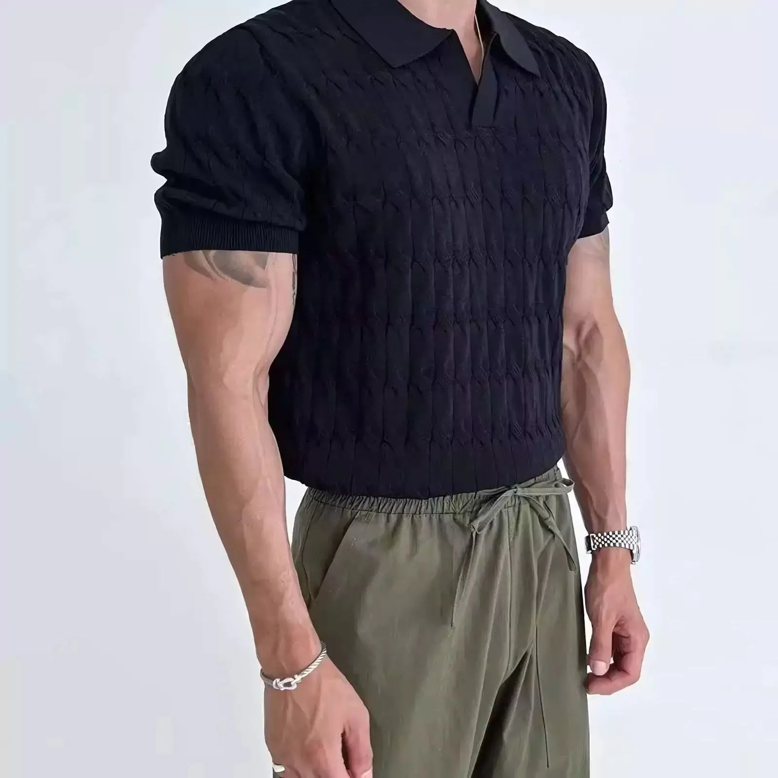 Knitted Jacquard Polo Shirt