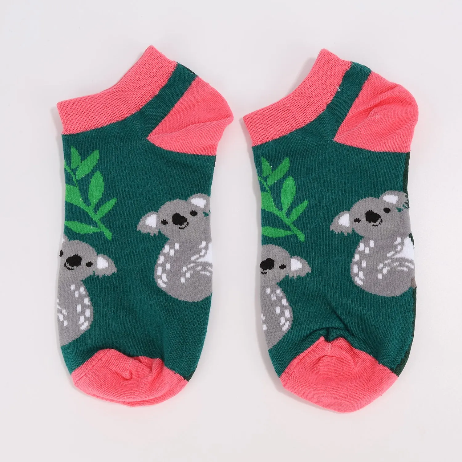 Koala Leaf Green Ankle Socks