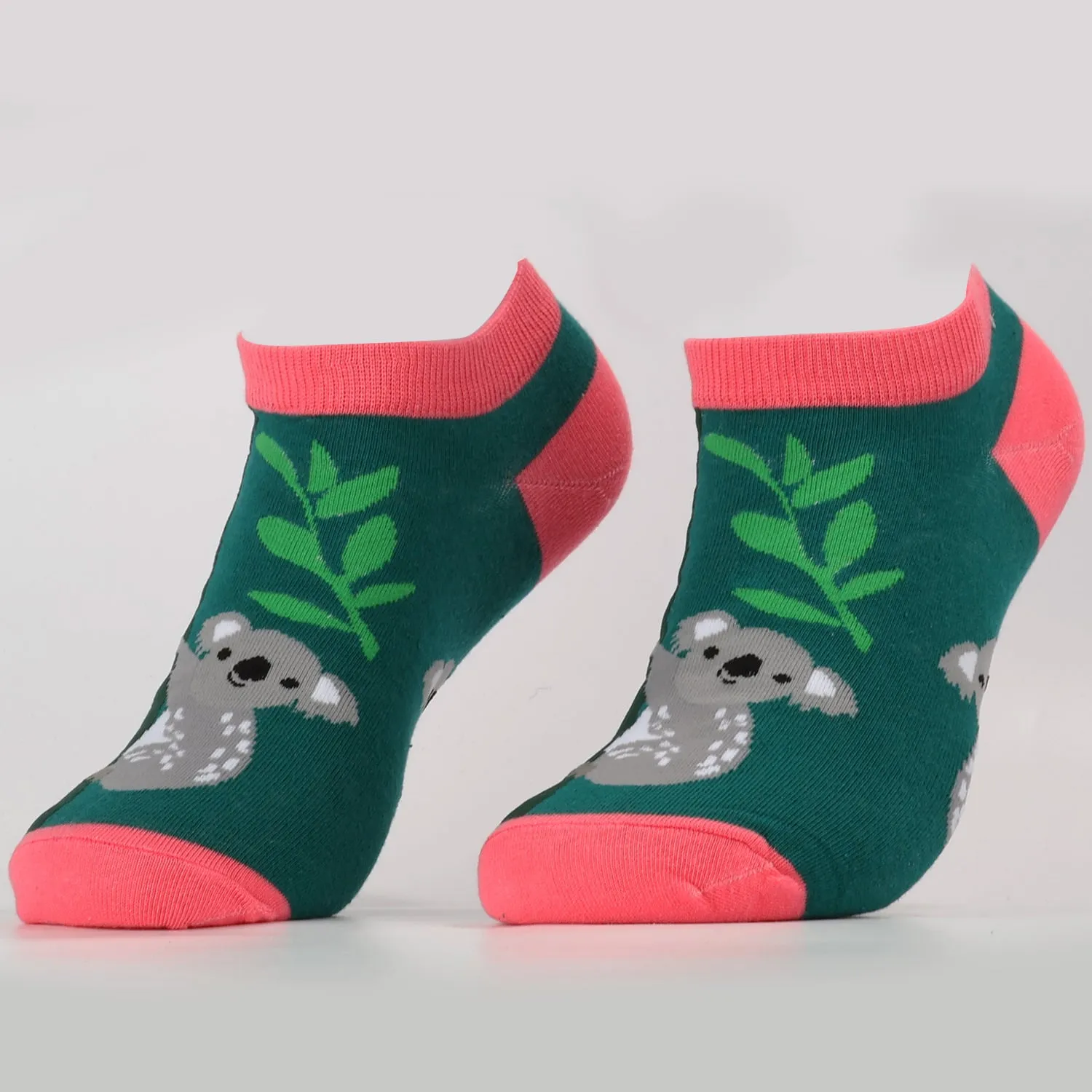 Koala Leaf Green Ankle Socks