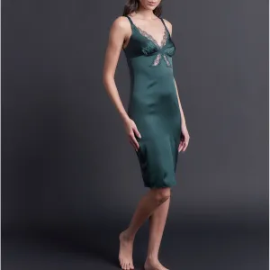 Laetitia Slip in Forest Green Stretch Silk Charmeuse