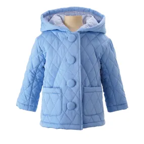 Light Blue Quilted Hooded Jacket