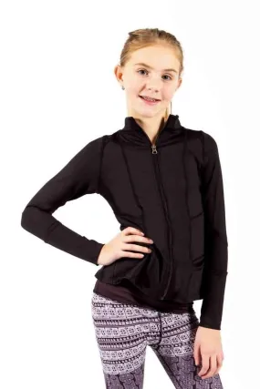 Lime Apple Girls Black Ruffle Shape Jacket