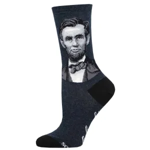 Lincoln Portrait (Navy) Women’s Crew Socks