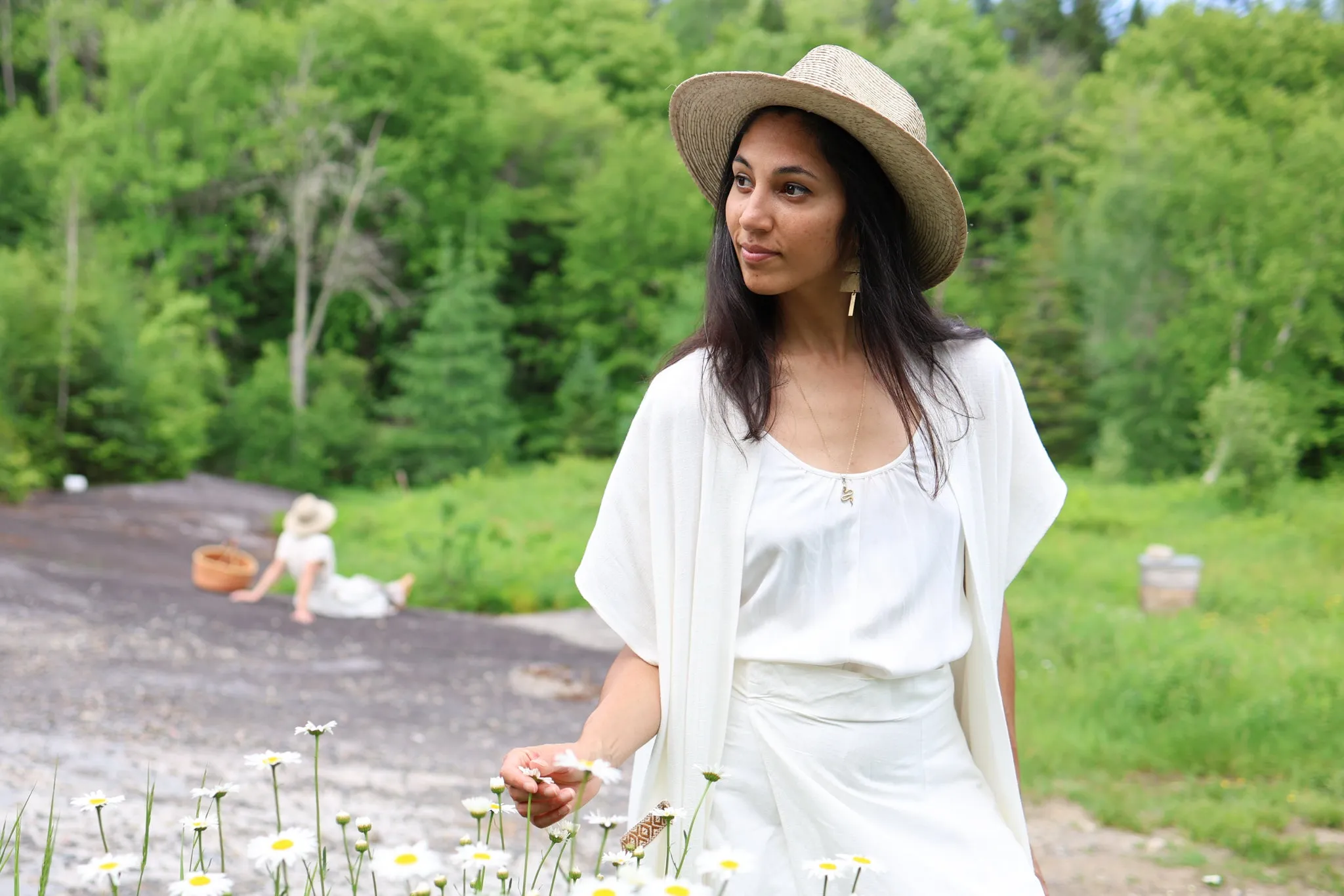 Linen Blend Sufi Wrap Skirt -Ivory