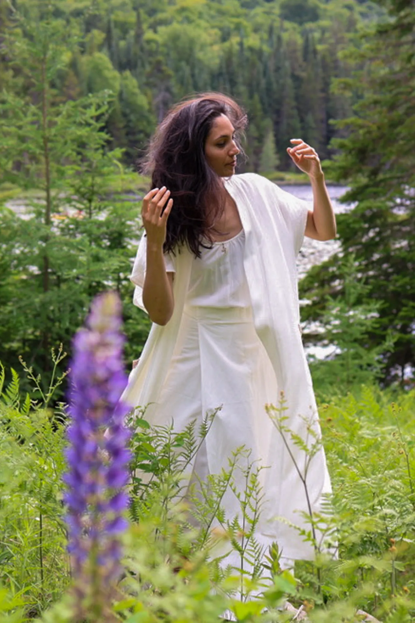 Linen Blend Sufi Wrap Skirt -Ivory