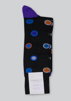 Lorenzo Uomo dot socks - Black, Purple