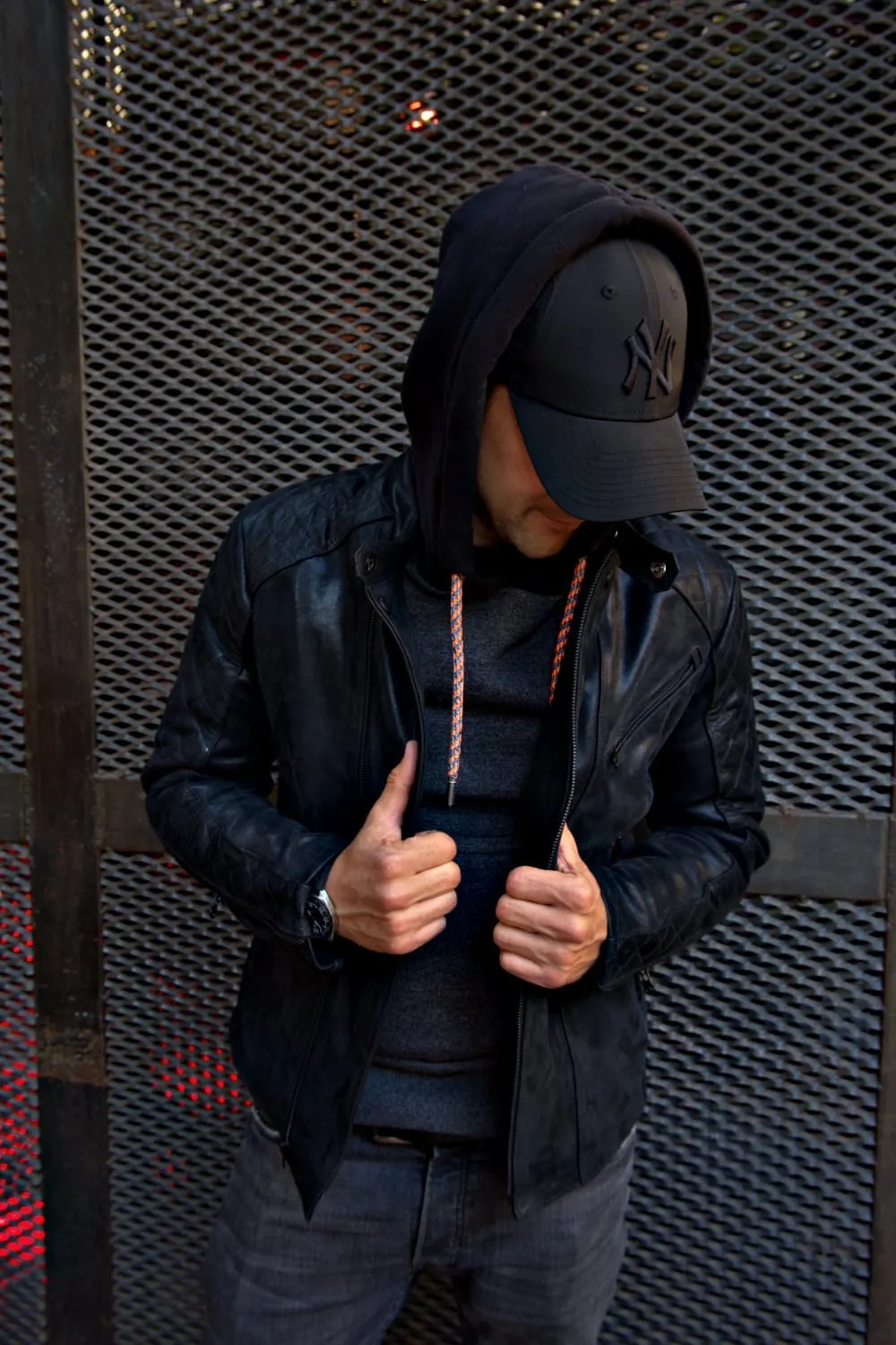 LOTUS RK Leather Jacket Satin Black on Black  - Bison Nubuck  -