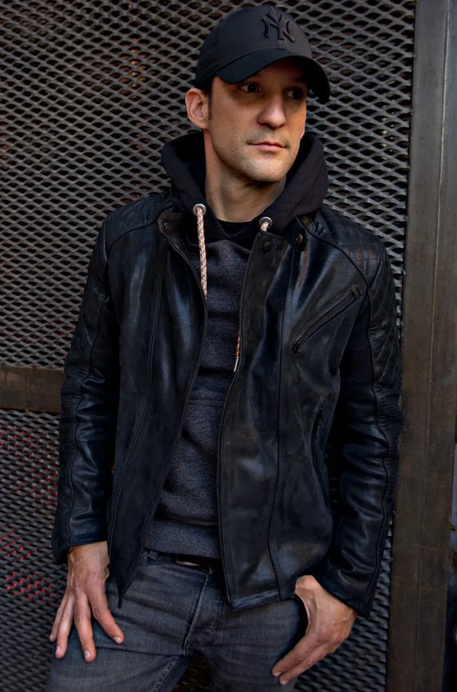 LOTUS RK Leather Jacket Satin Black on Black  - Bison Nubuck  -