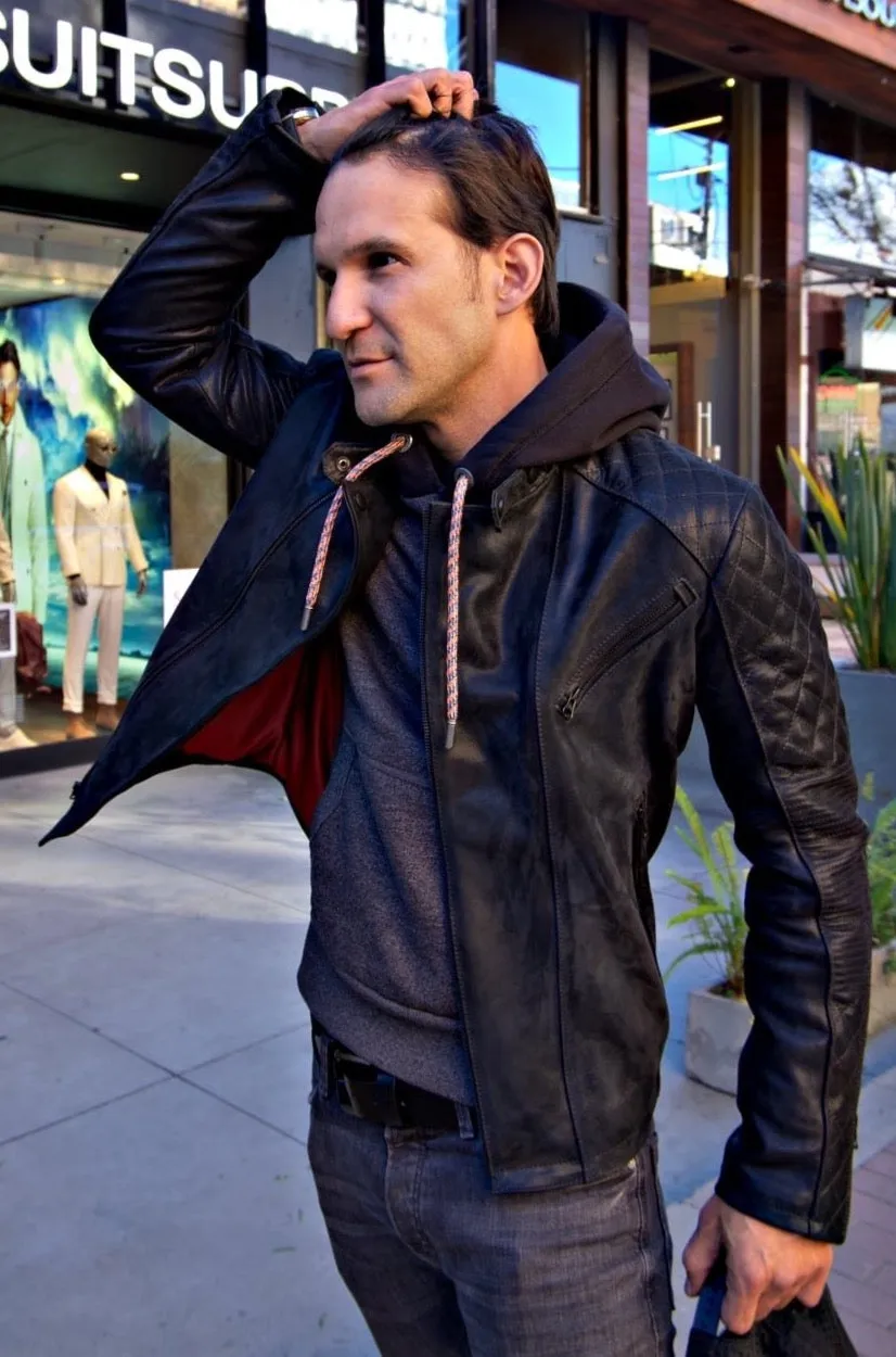 LOTUS RK Leather Jacket Satin Black on Black  - Bison Nubuck  -