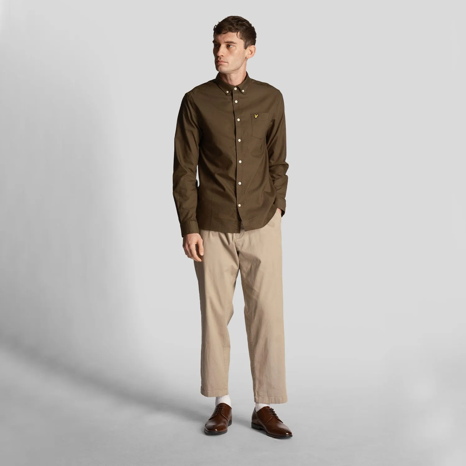 Lyle & Scott Regular Fit Lightweight Oxford Shirt - Olive