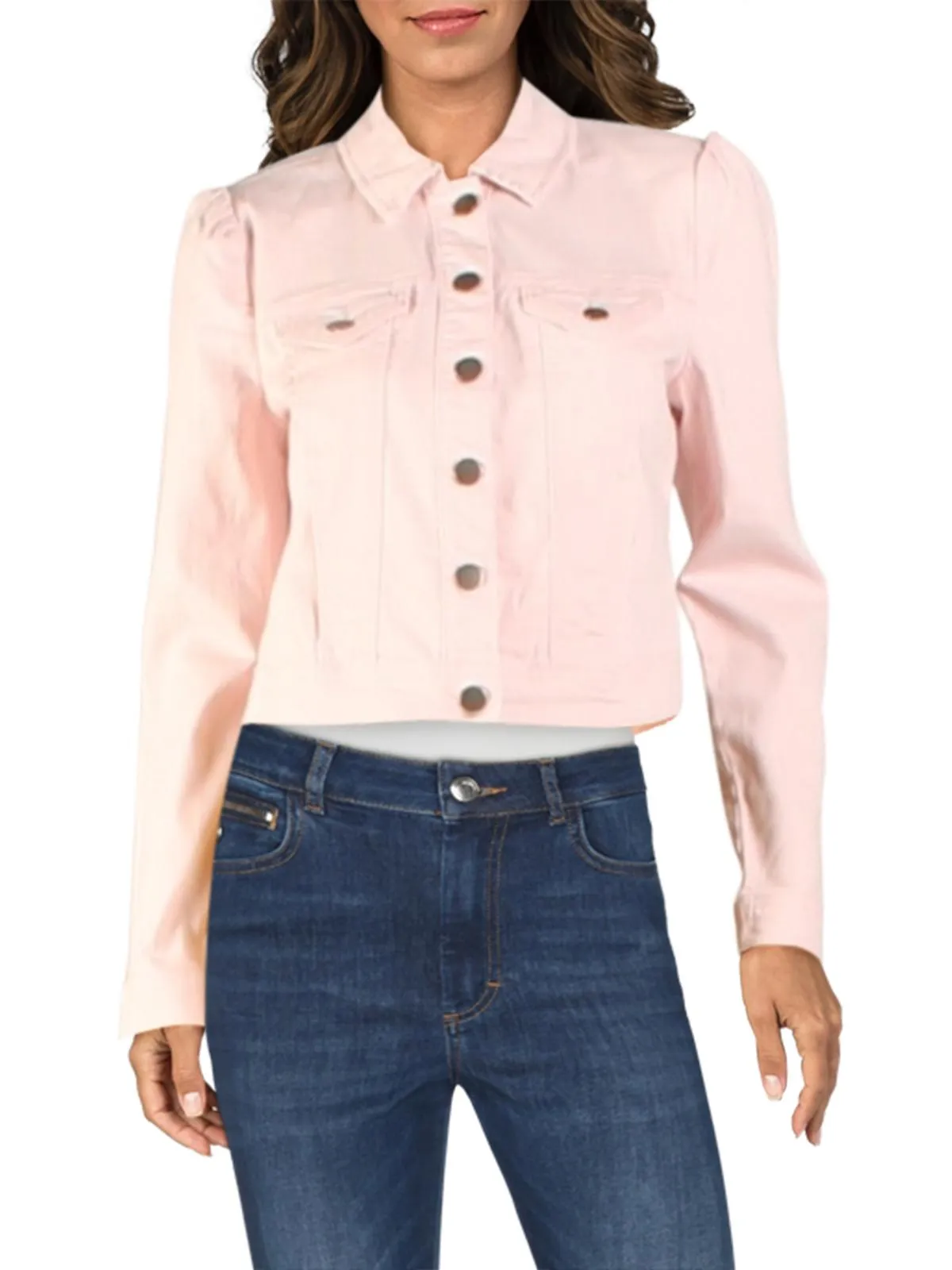 Maison Jules Women's Denim Stretch Jean Jacket Pink Size Medium