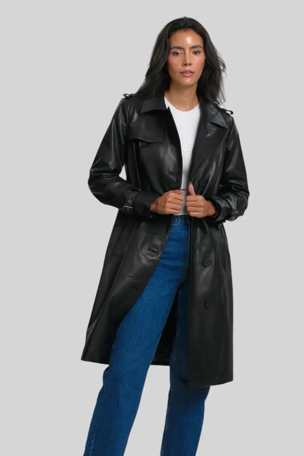 Margaux Leather Trench Coat