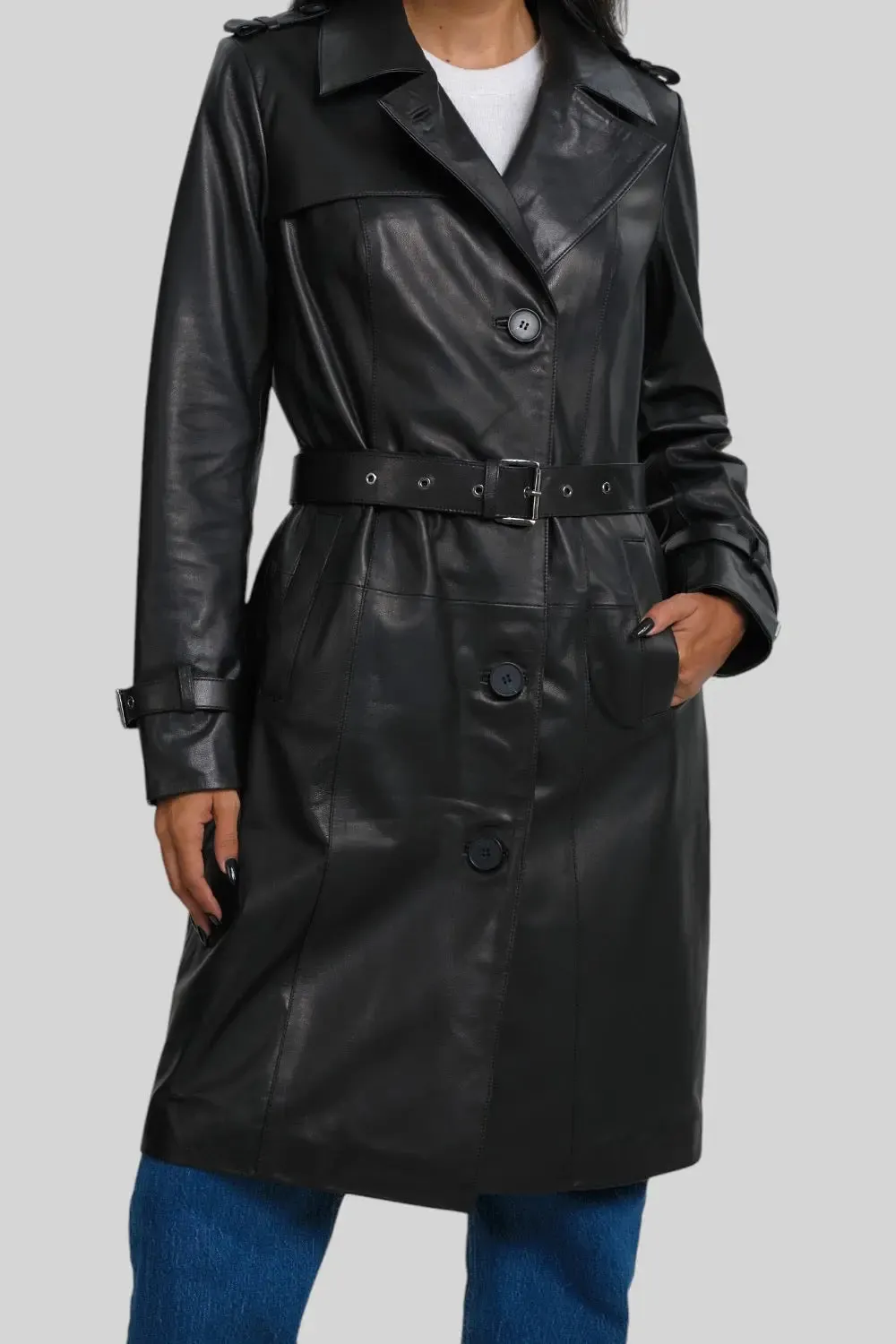 Margaux Leather Trench Coat