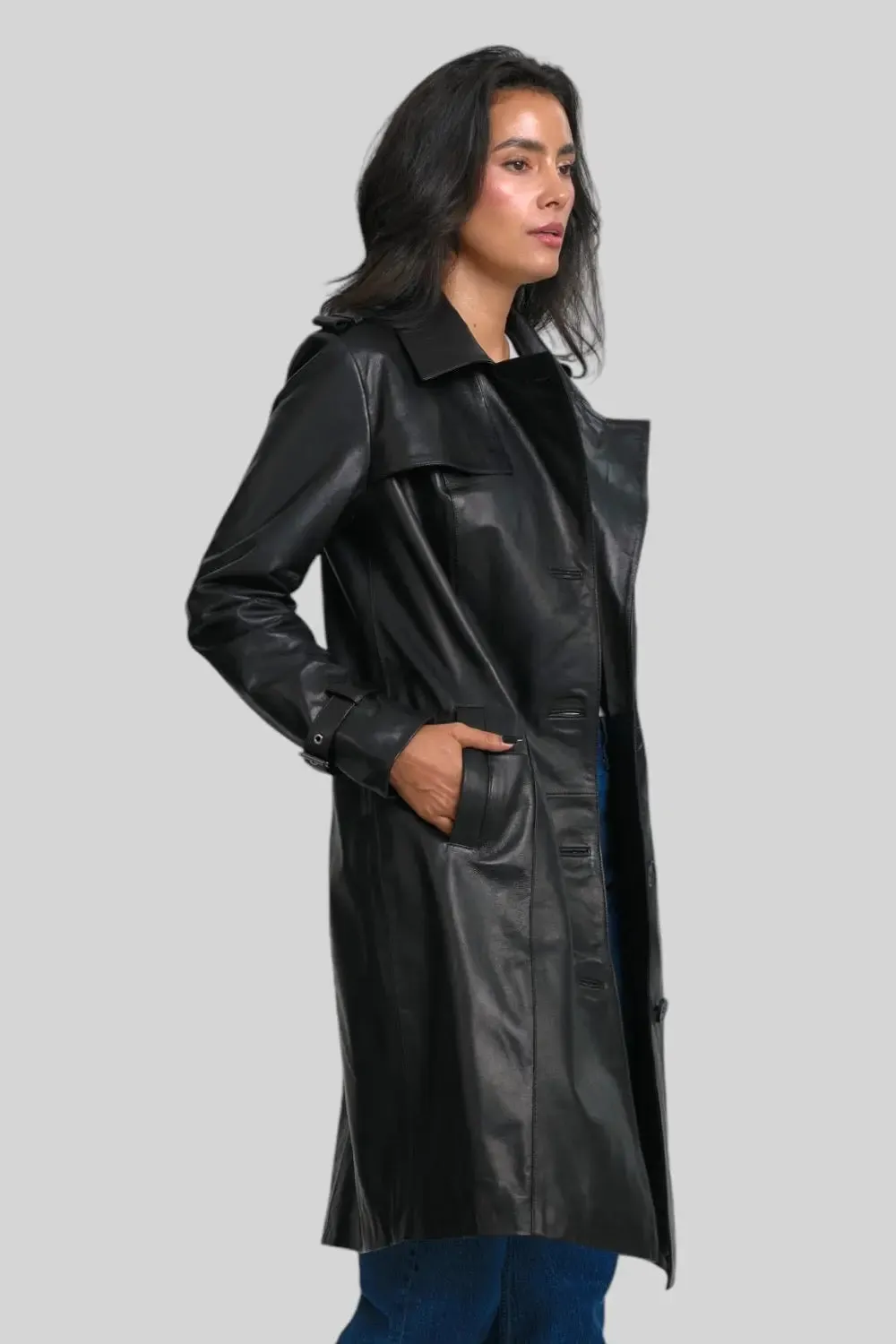 Margaux Leather Trench Coat