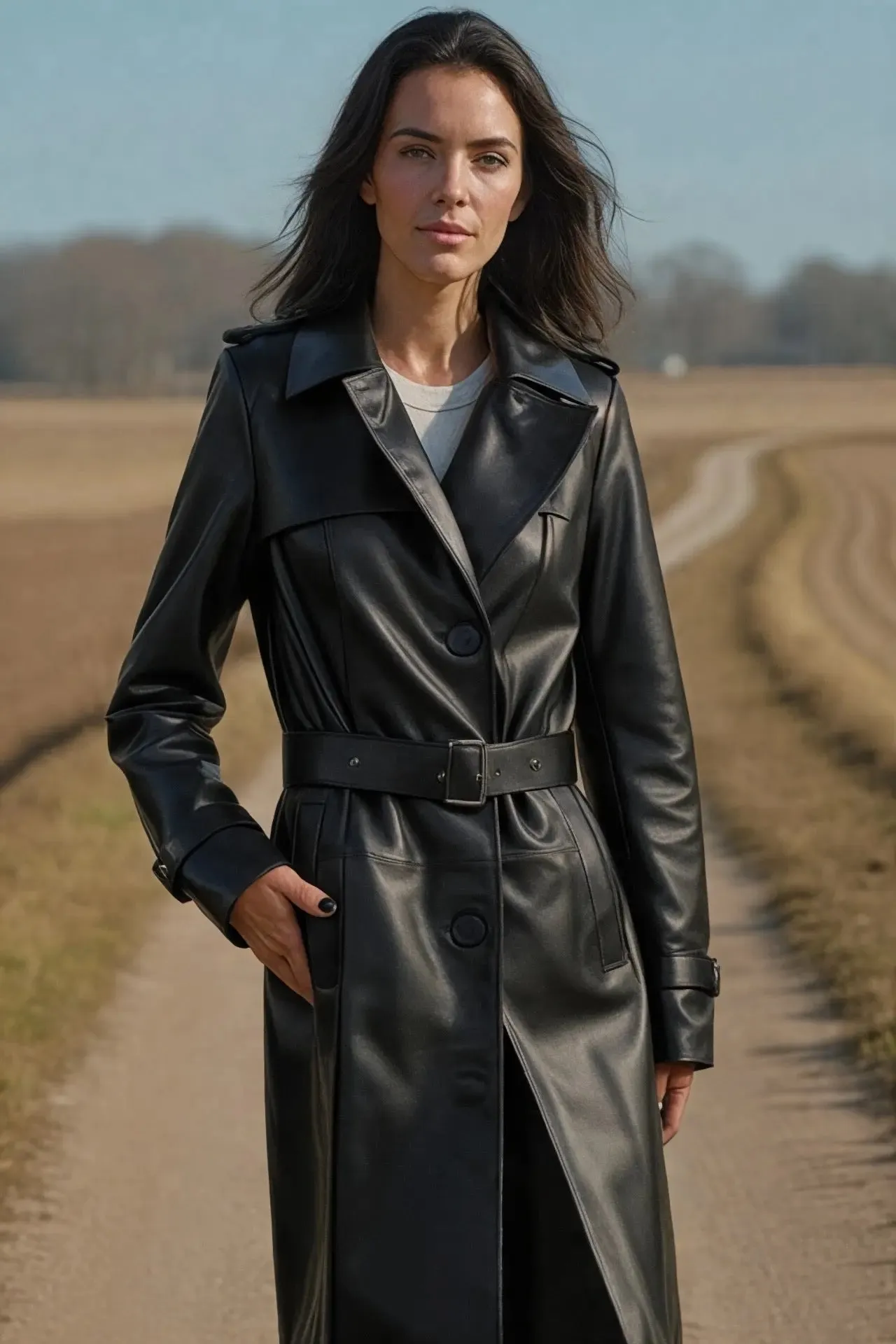 Margaux Leather Trench Coat